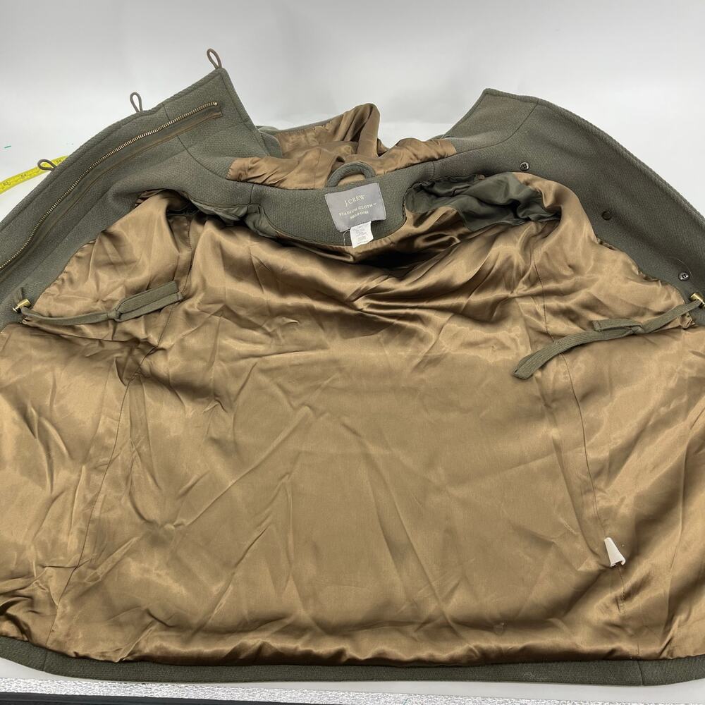 J. Crew Women’s 4P Stadium Cloth Nello Gori Green Wool Duffle Pea Coat‎ Hooded - Picture 10 of 10